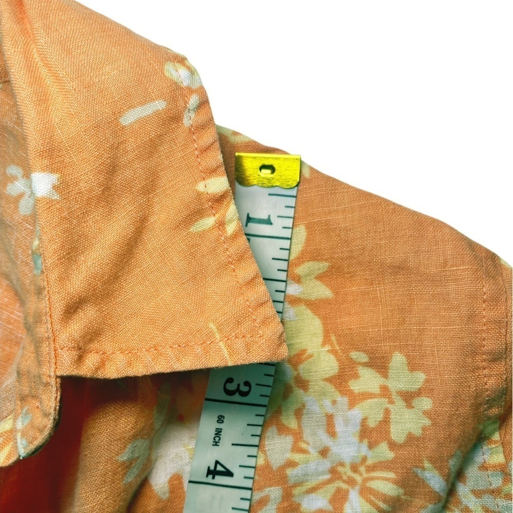Relativity Floral Orange Linen Button-Up Shirt - Picture 10 of 11